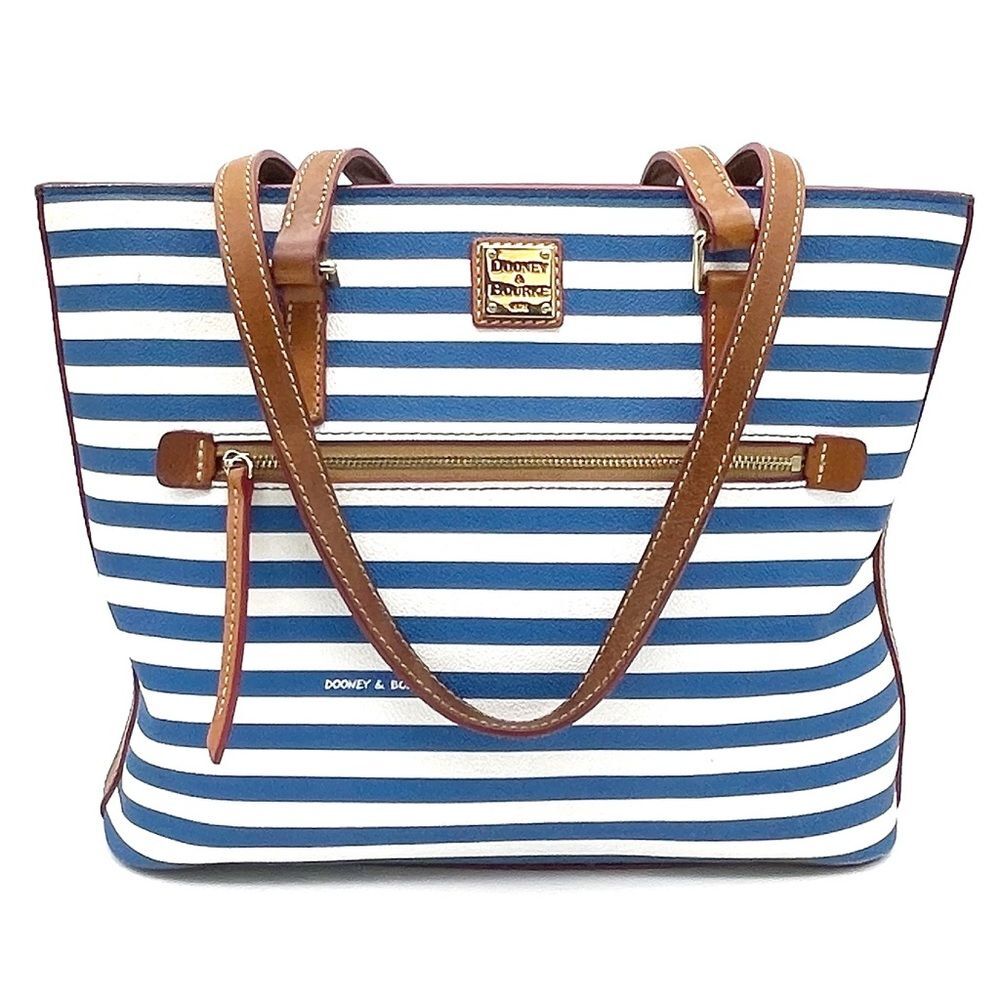 Dooney & Bourke Sullivan Tote Blue & White Striped Shoulder Bag Coastal Preppy